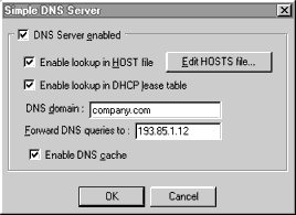 Диалоговое окно настройки DNS-сервера